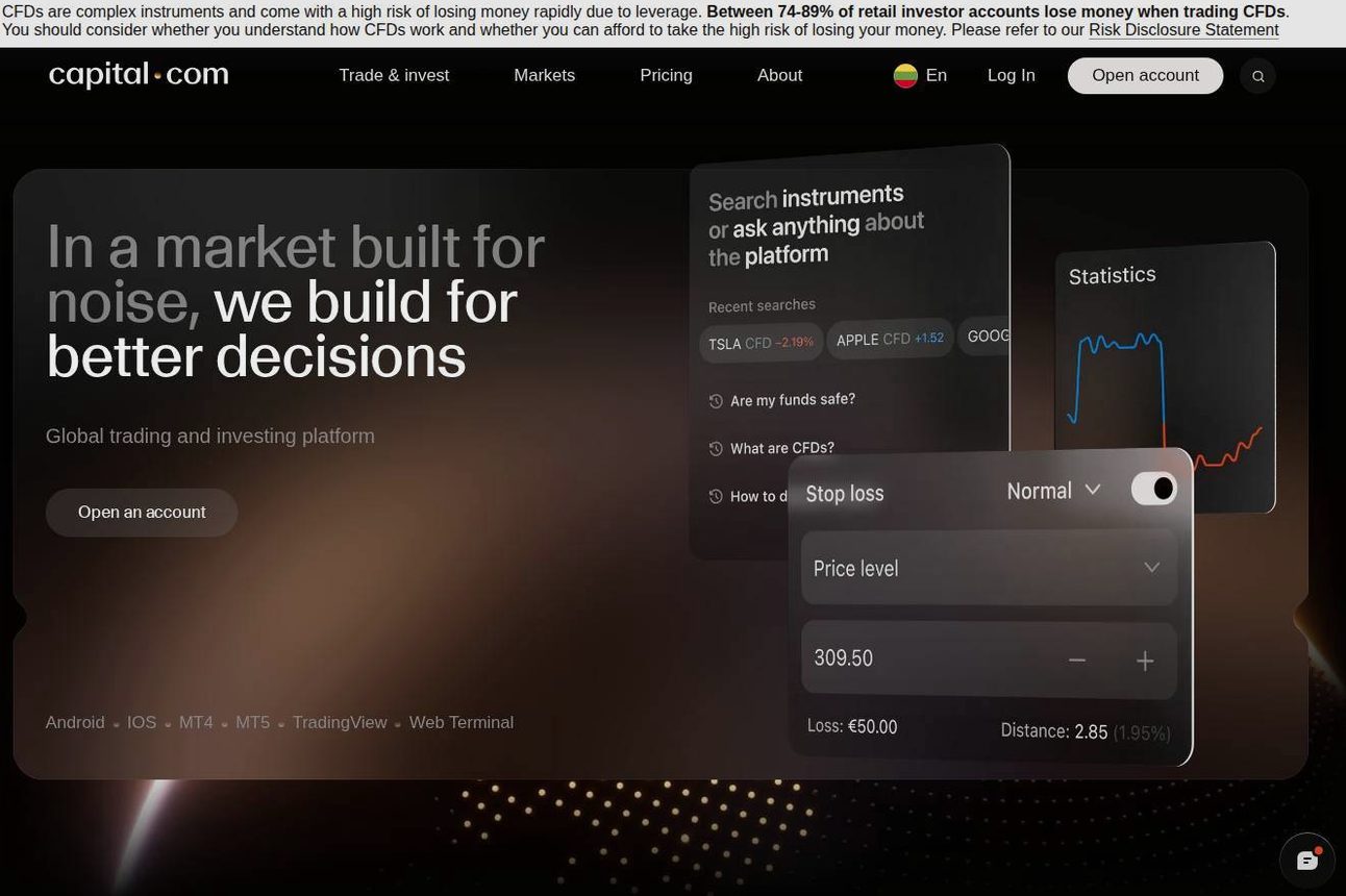 Screenshot of the Capital.com website