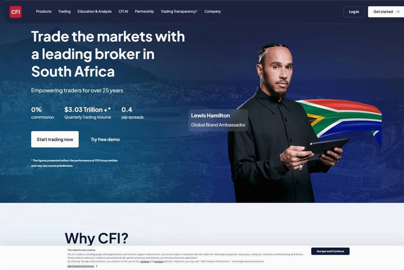 Screenshot of the CFI website