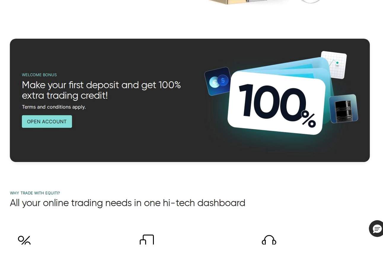 Screenshot of the Equiti website