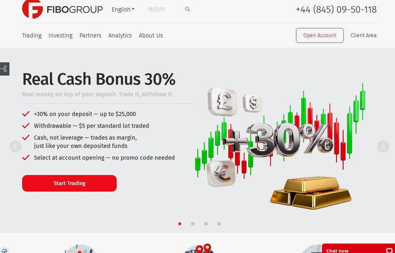 Screenshot of the FIBO Group website