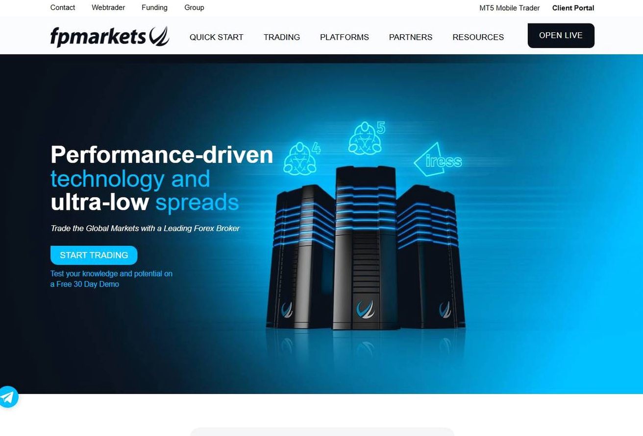 Screenshot of the FP Markets website