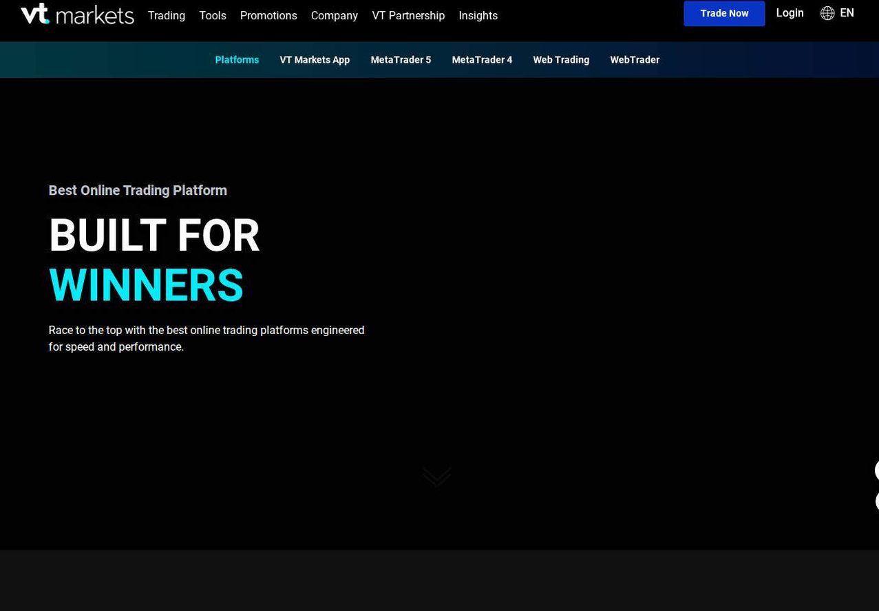The platform page on the VT Markets website