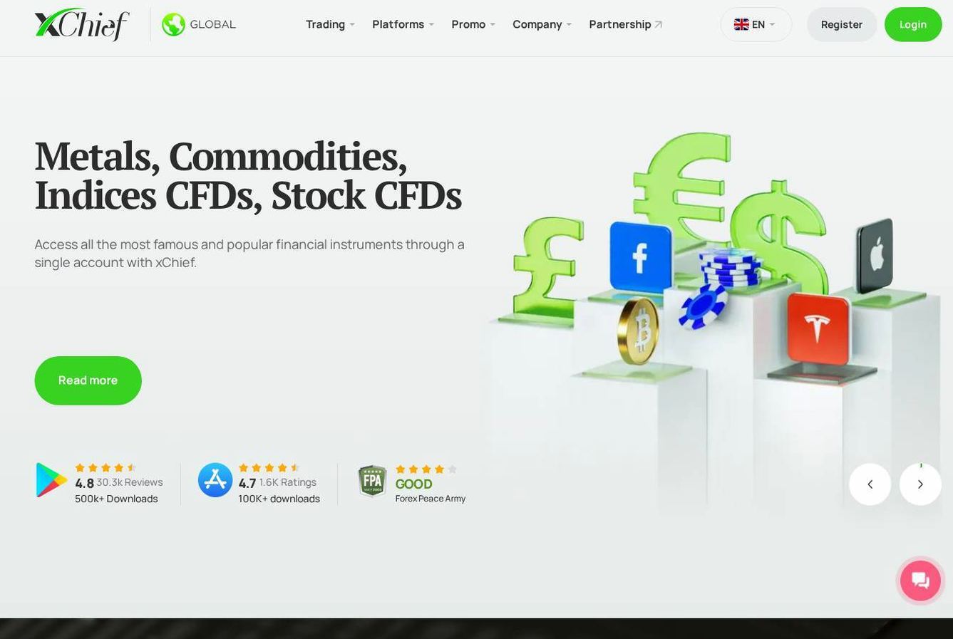 Screenshot of the XChief website